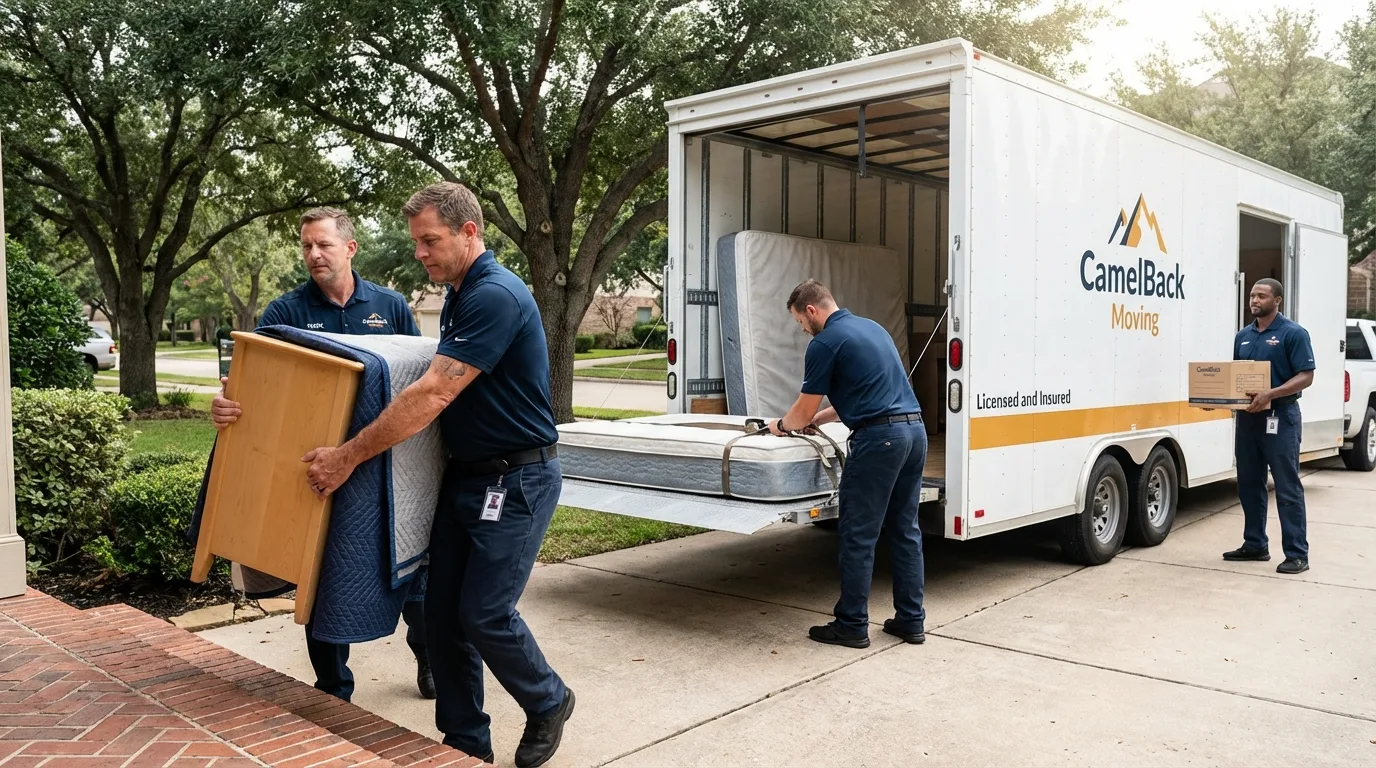 Crew loading residential truck for cross-state move from Parachute, CO