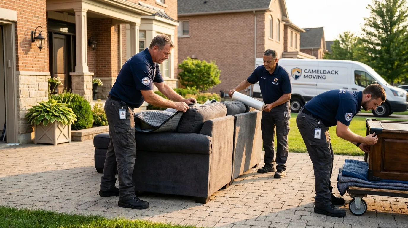 Large estate moving crew wrapping furniture in Parachute, CO